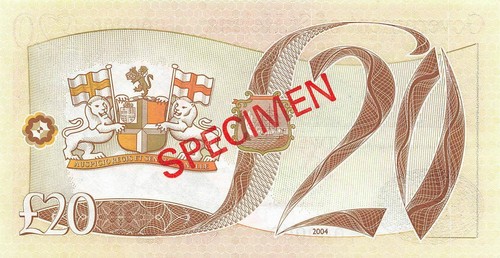 St. Helena 20 Pounds 2004 P 13s Series A/1 Specimen Uncirculated Banknote H10 - Picture 2 of 2
