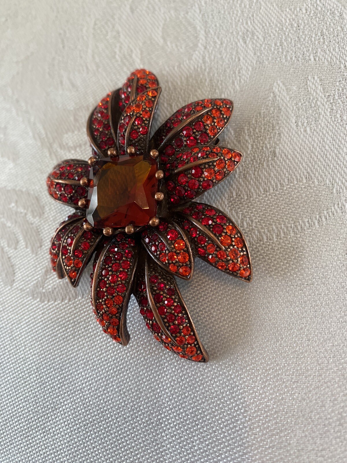 Joan Rivers Ruby Red Crystal Rhinestone Flower Pi… - image 3