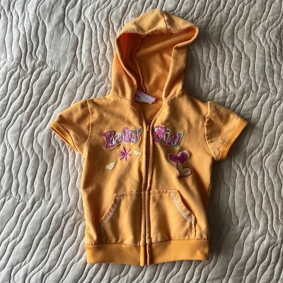 Vintage Y2K 2b Real Short Sleeve Orange Jacket Hoodie 24M Baby Girl