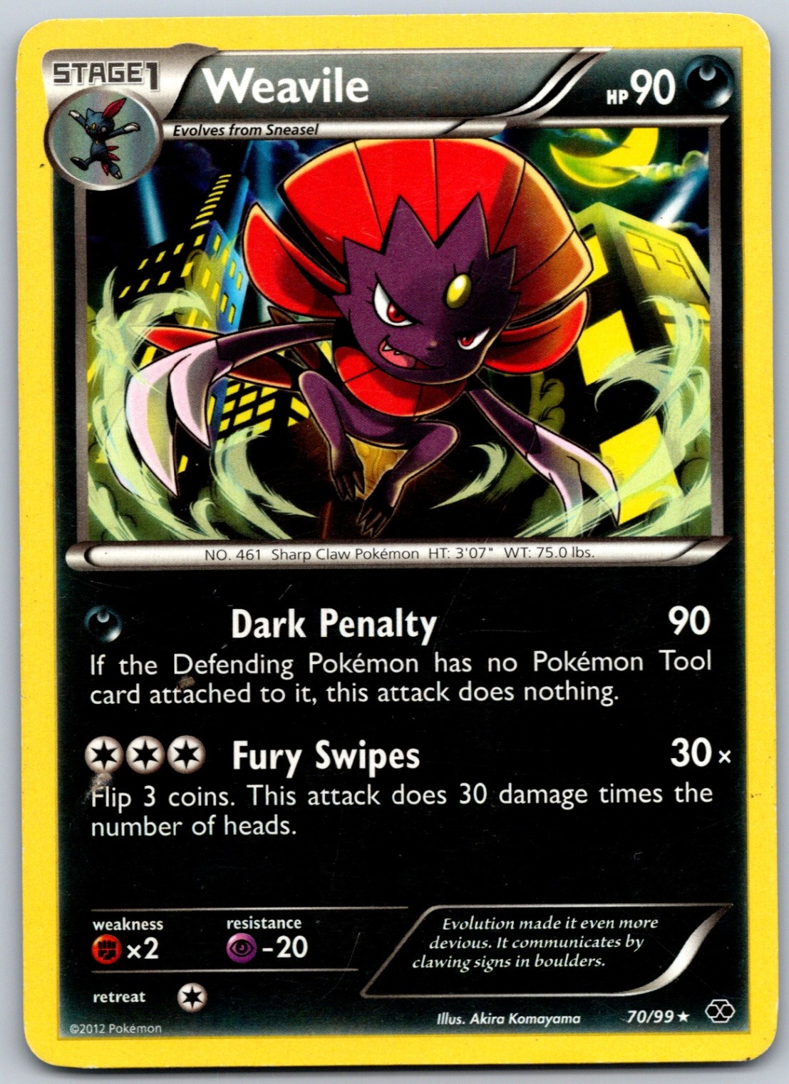 Weavile Rare Next Destinies 70/99 NM