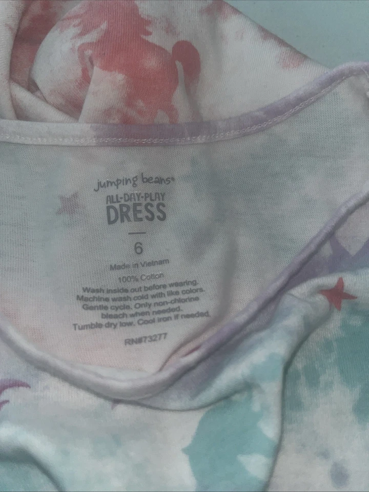 Jumping Beans Skater Girls Silhouette Dress Size 6 Unicorns Tie-dye Multicolor - Image 4 of 4