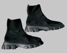 Knitted Black Ankle Boots Sz 10