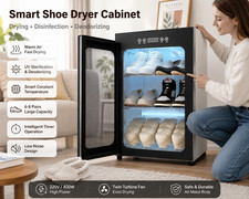 Smart Shoe Dryer Cabinet UV Deodorizer 6-8 Pair Heated Drying Rack 220V