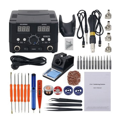 8582D 750W Soldering Iron Station Set Supports Automatic Sleep Dual Display #lk