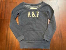 Abercrombie  Fitch Women  s Navy Sweatshirt Size M A F Logo Kangaroo Pocket