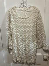 Indigo Soul womens long bell sleeve boho style dress Fringe Fairy Size Small