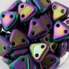 6mm Iris Purple CzechMates Triangle 2 Hole Glass Beads 50