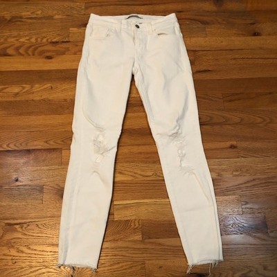 J BRAND Women's Jeans White Low Rise Cropped Skinny Jeans SIZE 24 DEMENTED 9326