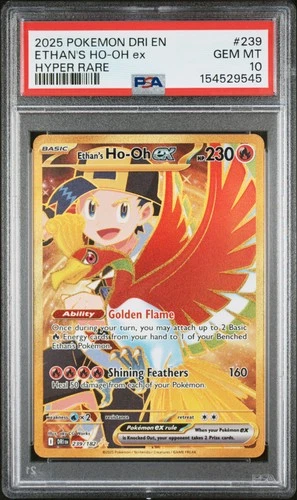 2025 POKEMON DRI EN-DESTINED RIVALS HYPER RARE #239 ETHAN'S HO-OH EX PSA 10