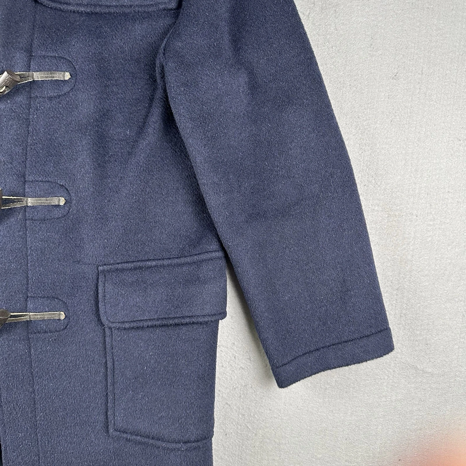 Gloverall Duffle Coat Men’s Small Navy Blue Wool Toggle Hooded Tartan England - product detail image 4
