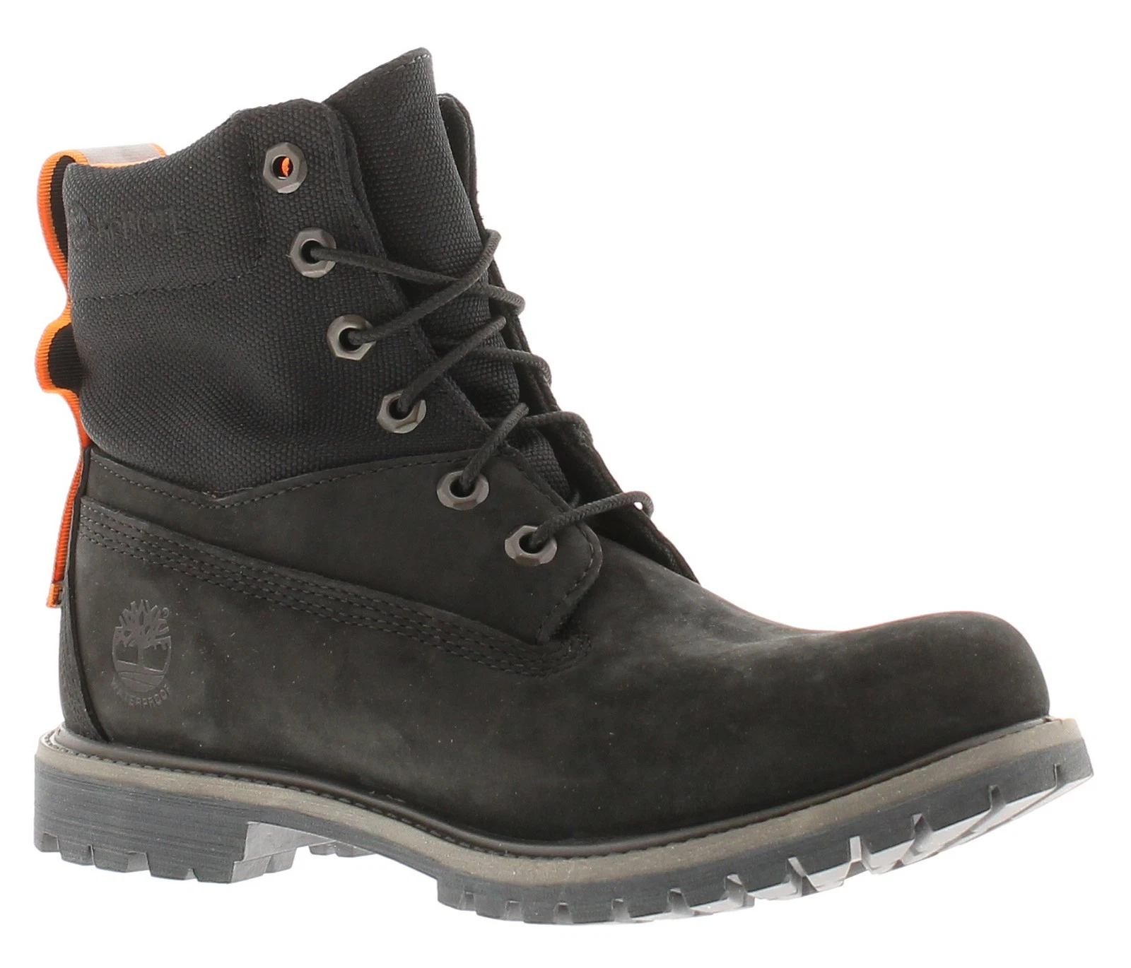 Timberland stivaletti da donna 6 pollici in pelle stringati neri taglia UK