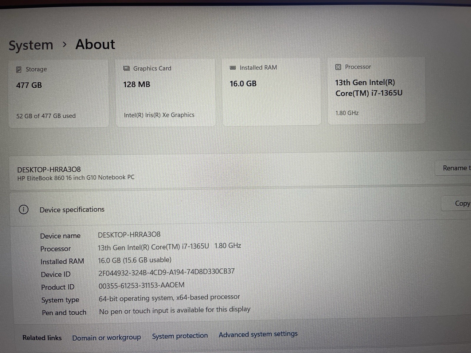 HP EliteBook 860, 16-Inch Laptop, with Intel Core i7 13th Gen., Windows 11 Pro