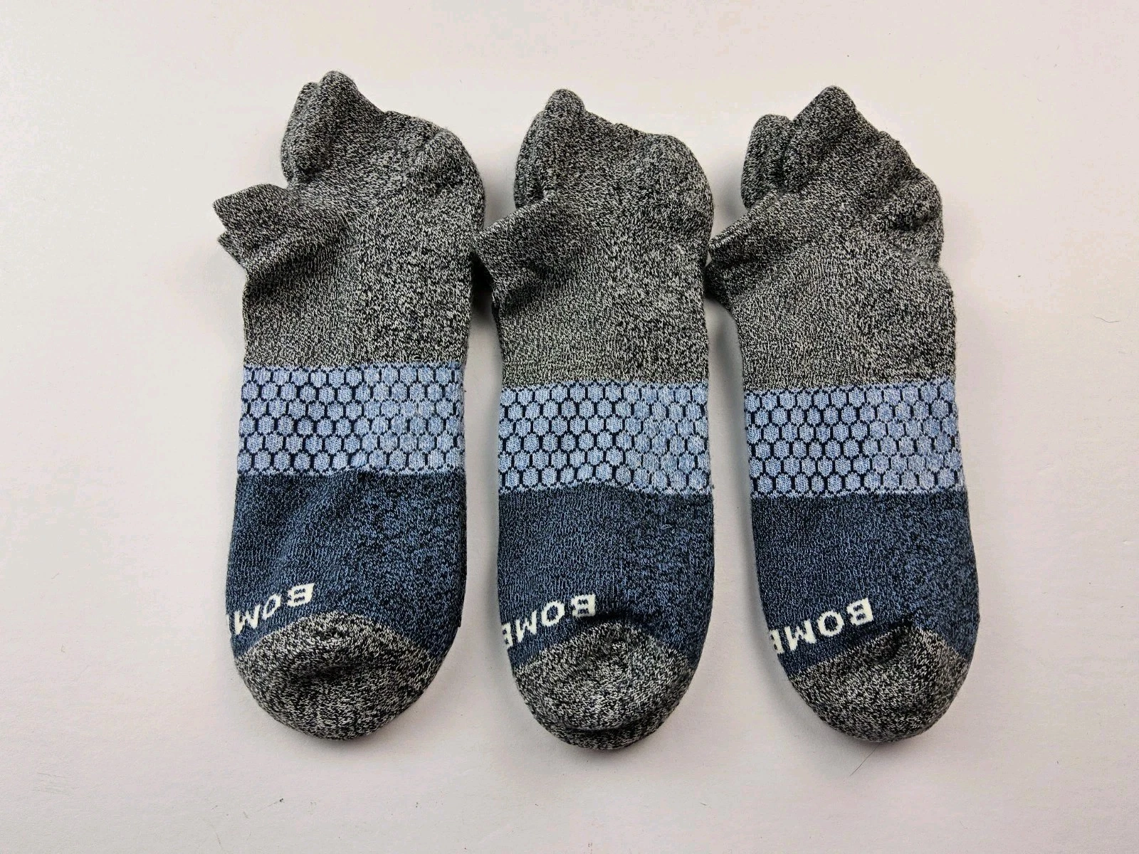 Bombas Tri-Block Marled Ankle Socks Lot Of 3 Pairs Size L