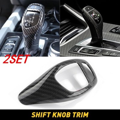 For BMW F30 F20 F10 F15 F25 X5 ABS Carbon Fiber Style Gear Shift Knob Cover 2set