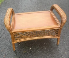 VTG Pier One Rattan Wicker Ottoman Footstool Pouf Stool L27xH18xW18”