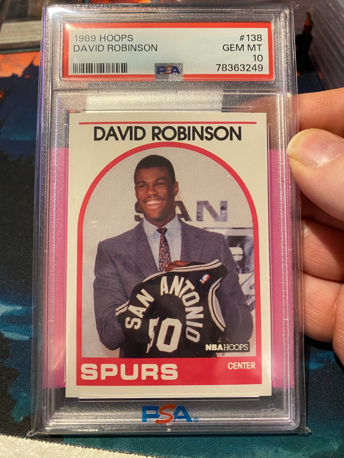 1989 Hoops David Robinson PSA 10 Rookie Card view 3