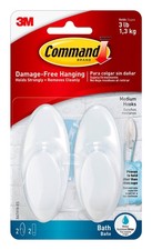 Medium Bath Hooks, Holds up to 3 lb, 2 Shower Hooks with 2 Strips, Damage Fre... 3.33 per strip