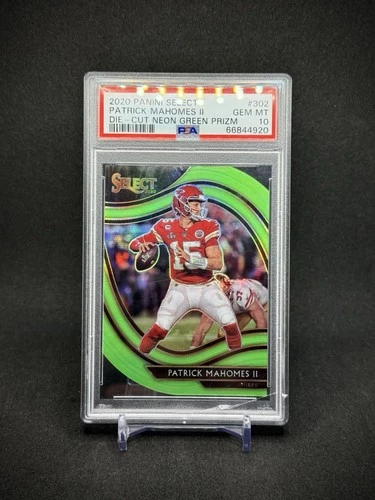 Patrick Mahomes 2020 Panini Select Neon Die-Cut  Green Prizm SP PSA 10