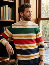 NWT - L-J.Crew Heritage cotton rollneck sweater in stripe