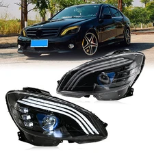 Fits 2008-2010 Benz W204 C-Class LED Projector Headlights W/Sequential Signal