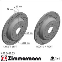 2X Zimmermann 400.3650.53 Bremsscheibe FüR Mercedes Benz R Klasse M W251 V251