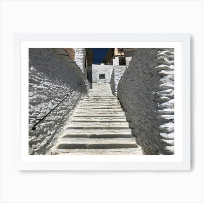 Weiße Treppe Kunstdruck gerahmt Wandbild Poster Leinwanddruck Bild
