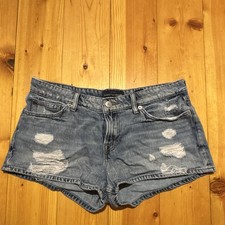 Lucky Brand Women  s 6 Blue Light Wash Mid Rise Button Denim Cutoff Shorts