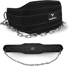 Weighted Dip Belt with Chain for Pullups, Squats, and Weightlifting Black 
