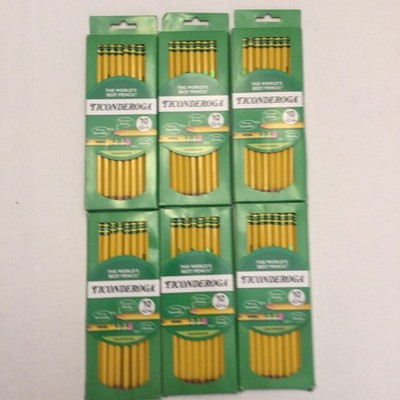 Lot of 6 packs TICONDEROGA No. 2  HB Yellow - 10 Pre-Sharpened Pencils