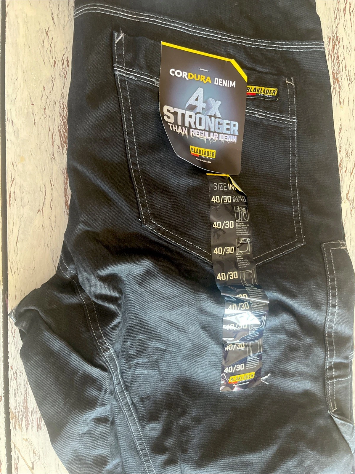 Blaklader Utility Work Pants Blk1959 Multi-Pocket, Size 38-40x30 Charcoal Black