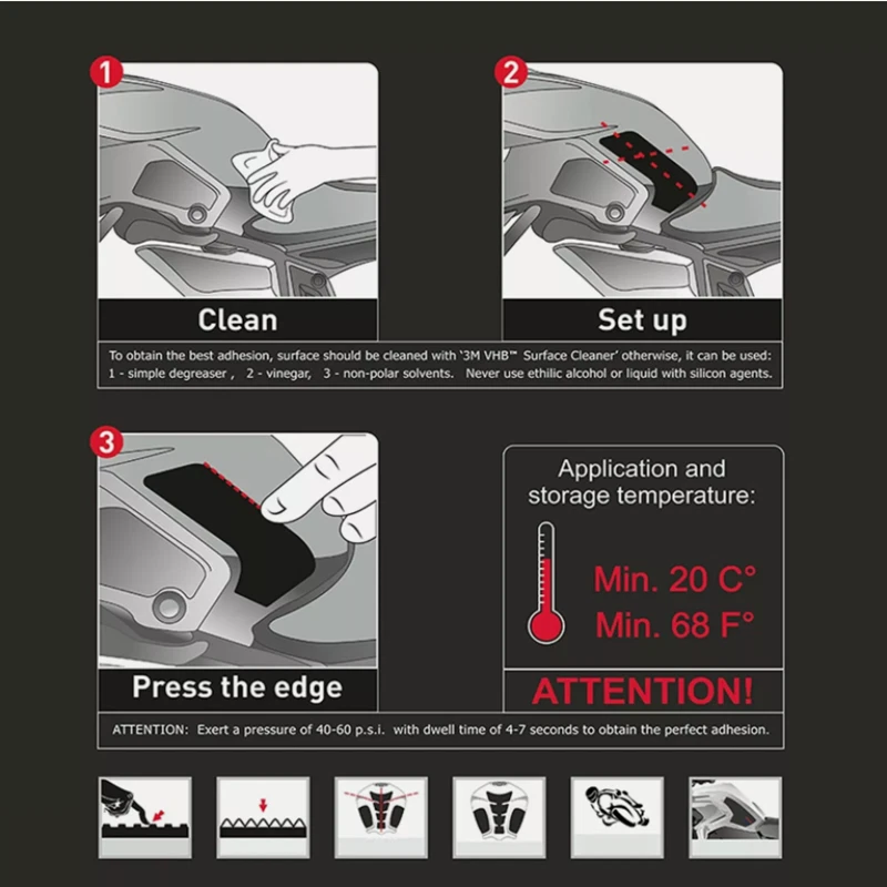 FOR Ducati PANIGALE 899 959 1199 1299 Tank Pads Fuel Tank Grip Pad Knee Traction - Image 4 of 4