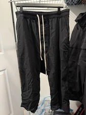 Rick Owens men's drawstring sarouel (drop-crotch) cropped trousers Size42