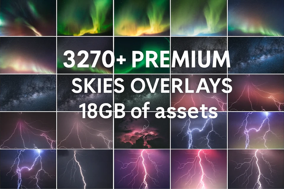 3270 Skies Overlays – Clouds, Sunset, Storm, Blue Sky – Photoshop Luminar Neo - Image 2 of 4