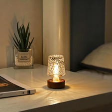 Mini Soft Warm LED Night Light, Battery Operated Portable Glass Lamp with Timer,
