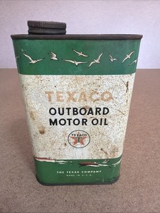 Vintage Texaco Outboard Motor Oil Metal Quart Mostly Full Can Texas Company Wow!