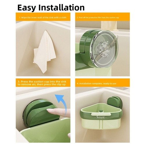 Suction Cup Kitchen Garbage Filter Automatic Dumping Filter Basket Bathroom - Picture 3 of 14