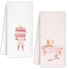 Yhtrg Pink Cute Hand Towels for Bathroom Set of 2, Preppy Light Pink Cute Han...