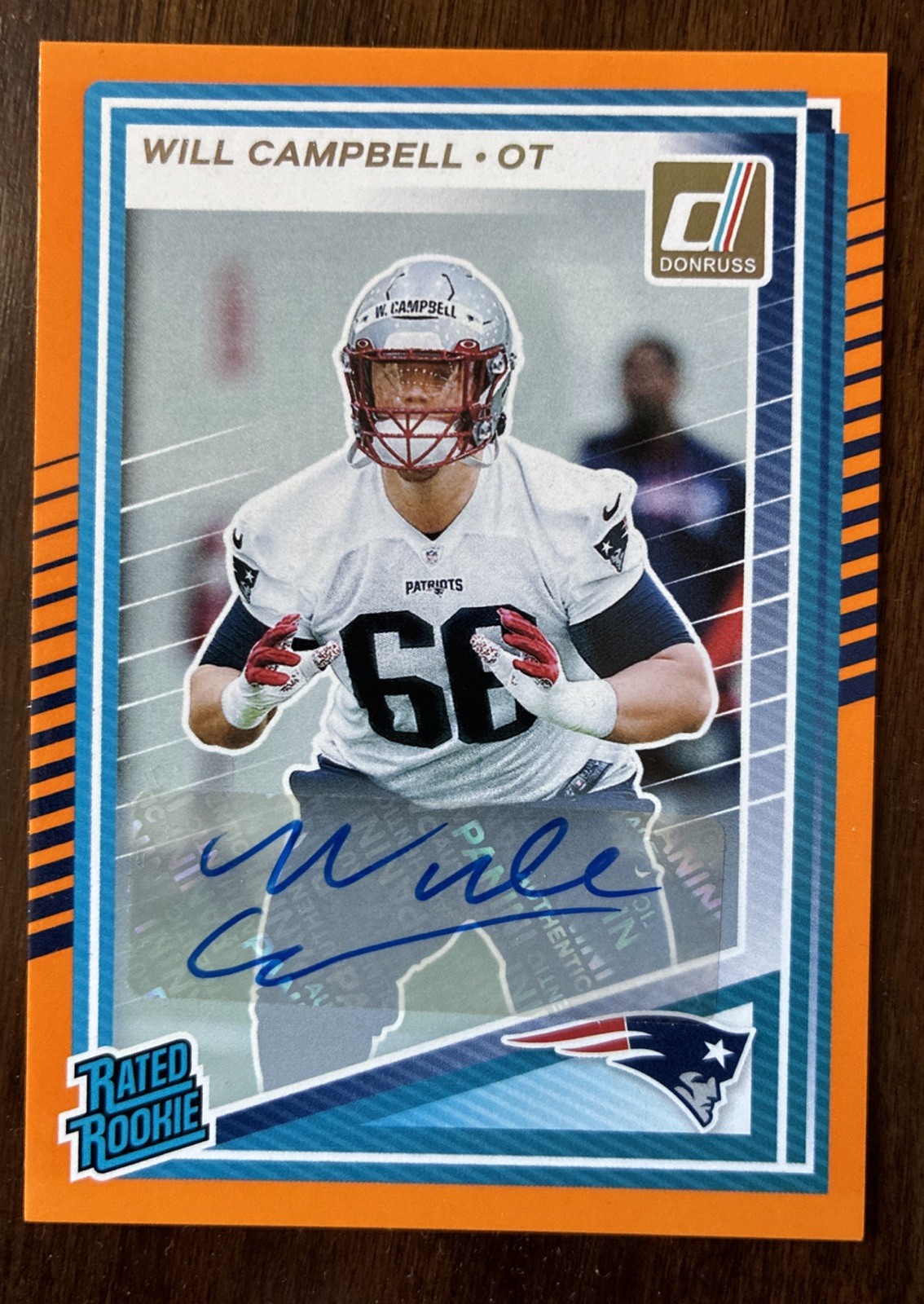 2025 DONRUSS WILL CAMPBELL ORANGE RATED ROOKIE AUTO #345 MINT