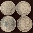 FOUR (4) 90% Silver Morgan Dollars - 1890-O, 1896-P, 1898-P, and 1921-P - Lot E