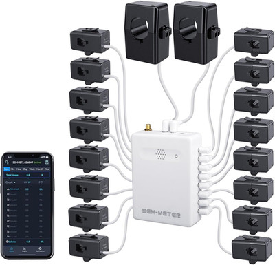 Smart Home Energy Monitor with 16 50A Circuit Level Sensors, Real-Time Power Usa