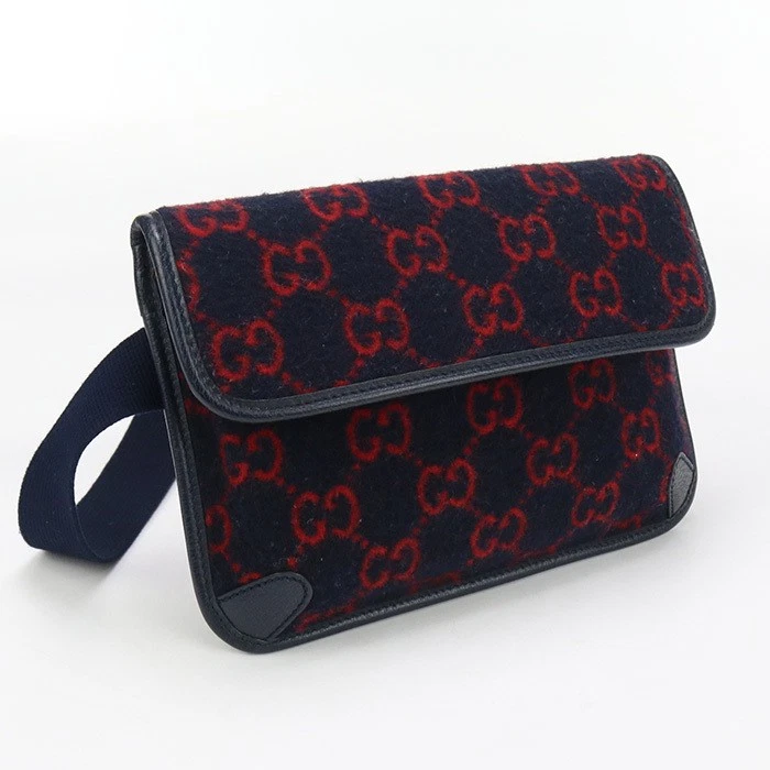 Sac bandoulière GUCCI d'occasion bon état 598181 sac ceinture GG laine femme s marine du Japon