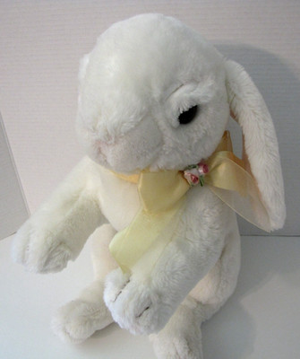 Large Plush Lop Eared Bunny Rabbit Stuffed Animal 16'' Yellow ribbon