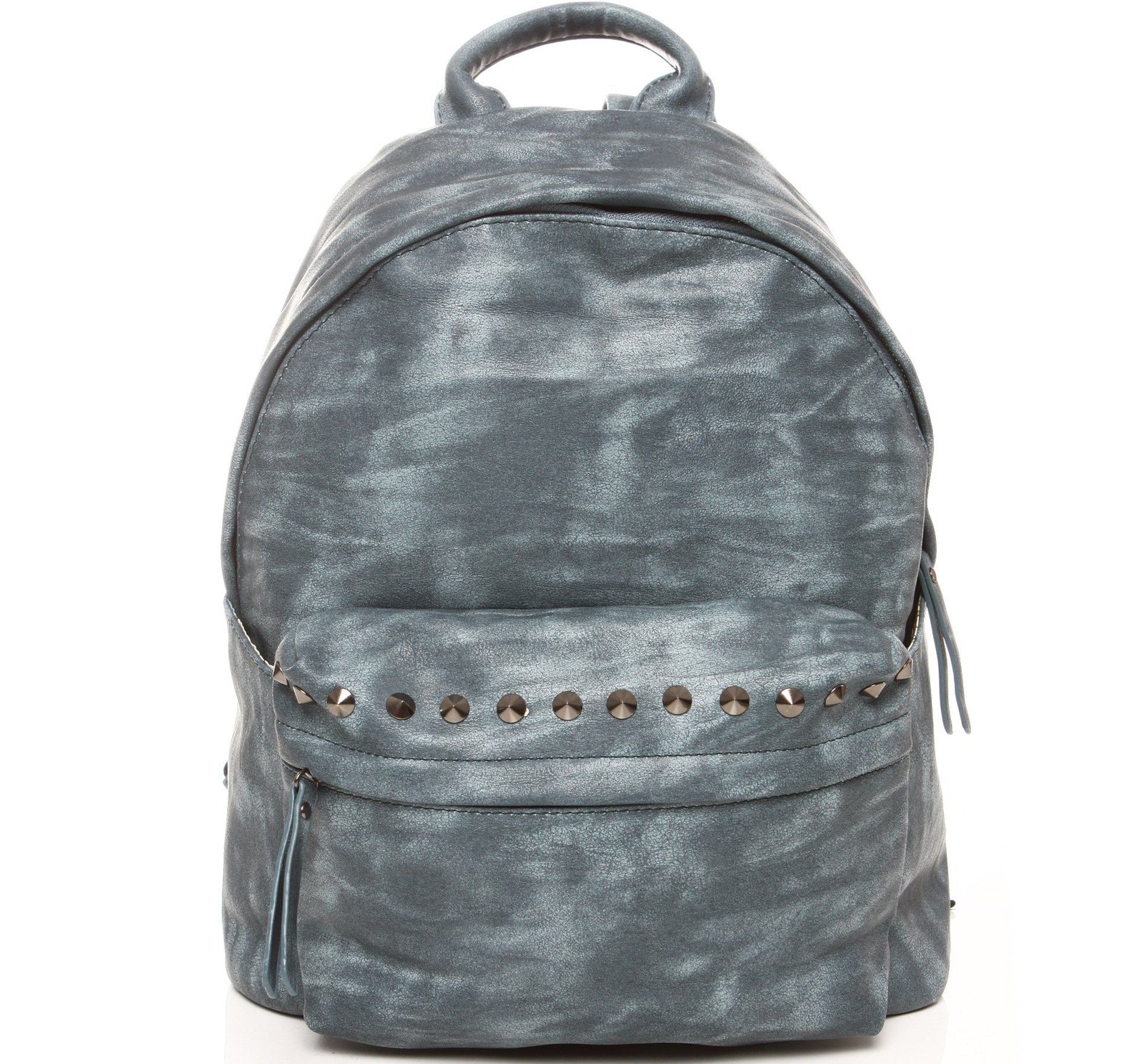 Mochila balancín azul con tachuelas para mujer - Kono - cuero vegano