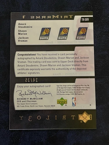 2005-06 Upper Deck Trilogy Shawn Marion , Amare Stoudemire Autograph Ser#24/35. - Picture 9 of 14