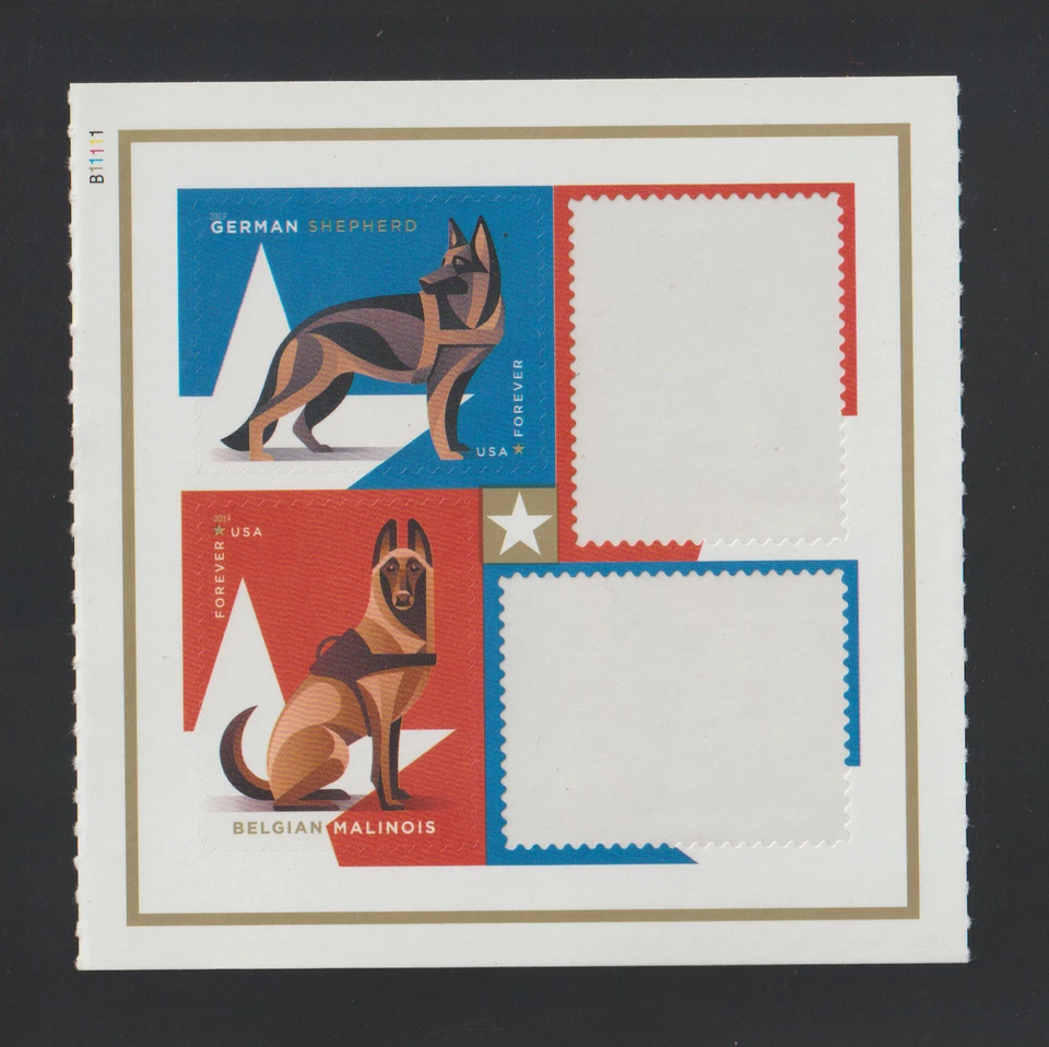 US EFO ERROR Stamps: #5408a Military Working Dogs: Rare, huge die cut shift! MNH - Image 3 of 3