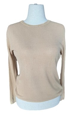 Oscar de la Renta Camel Tan Caramel Knit Sweater Womens M Long Sleeve Classic