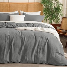 David's Home 100 Cotton Muslin Duvet Cover Set King Size,3 Pcs Ultra Soft Br...