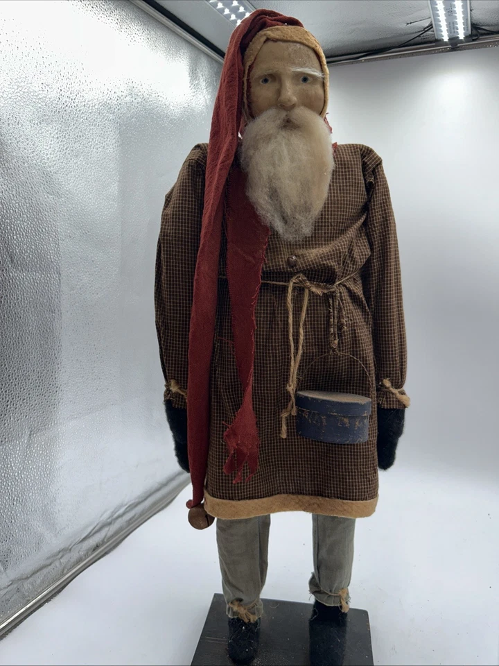 "Caja despensa vintage Arnett's Country Store Santa 28"" firmada con mango de fianza de alambre" Foto 2 de 4