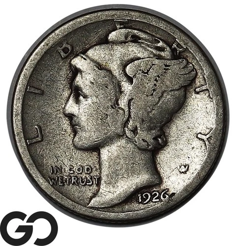 1926-S Mercury Dime, Lower Mintage FINE Better Date