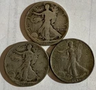 💥💥 1917, 1918 S & 1945 S Walking Liberty Half Dollar  ⭐SILVER COINS LOT